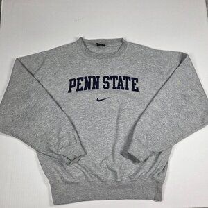 Vintage Penn State University Sweatshirt Mens S Gray Nike Center Swoosh Y2K READ